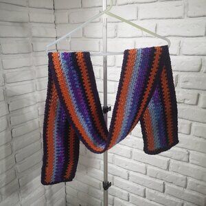 Unisex Handmade Crochet Purple, Orange, Grey, Blue & Navy Scarf